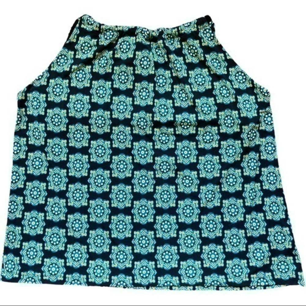 Apt 9 size XL blouse ties back, sleeveless flowing turquoise black green white